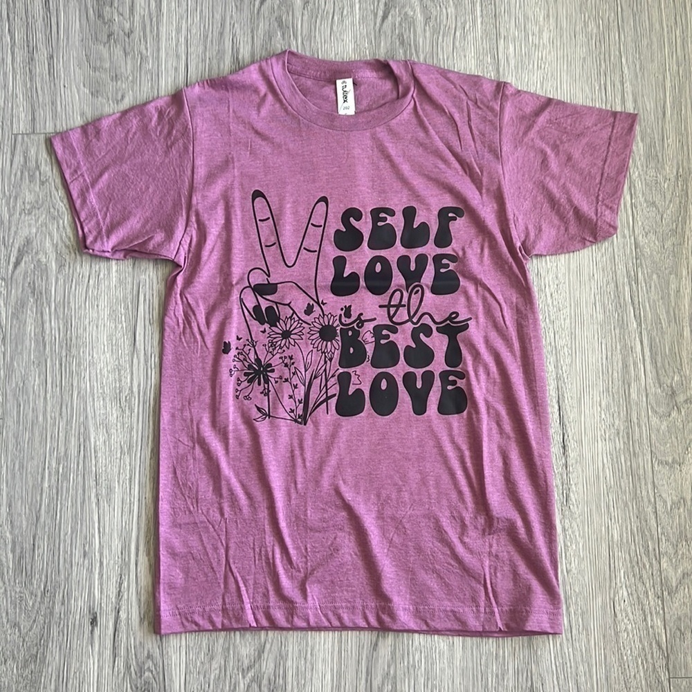 Self Love is The Best Love Lavender and Black Graphic Tee